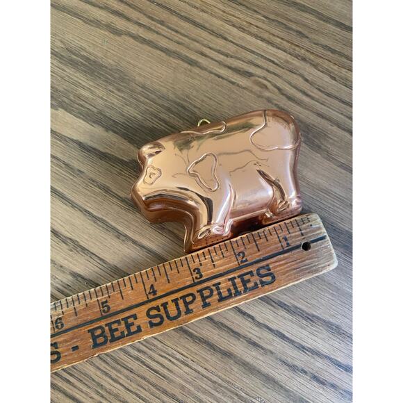 Vintage Copper Mold Small Pig Wall Hanging Jello Mold Farmhouse Copper Mold - Picture 4 of 6